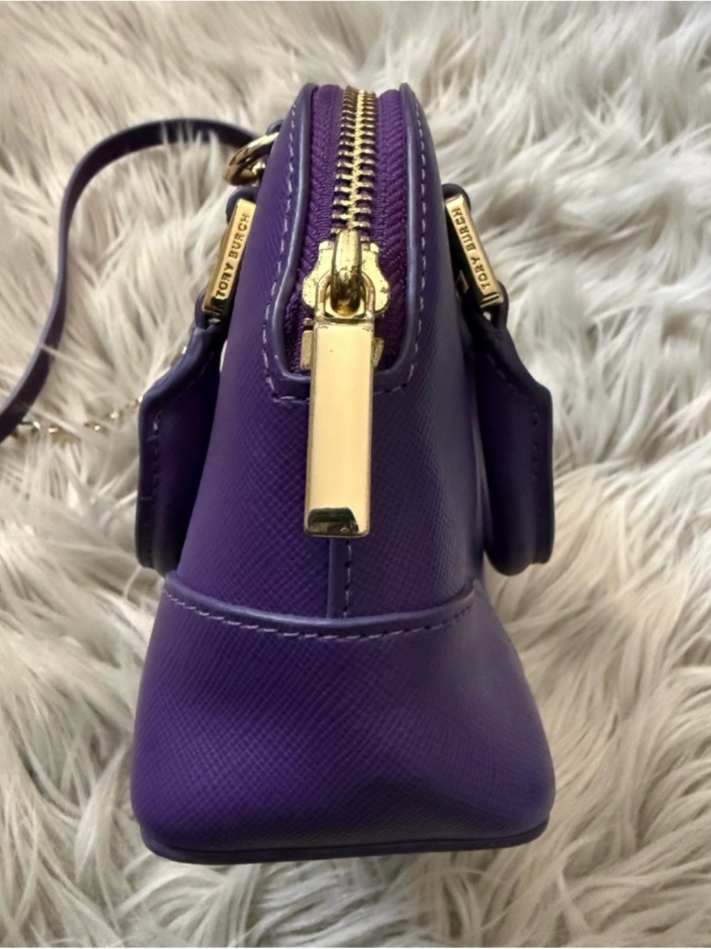 Tory Burch Purple Mini Robinson Dome Satchel Gold toned accents - Picture 5 of 12